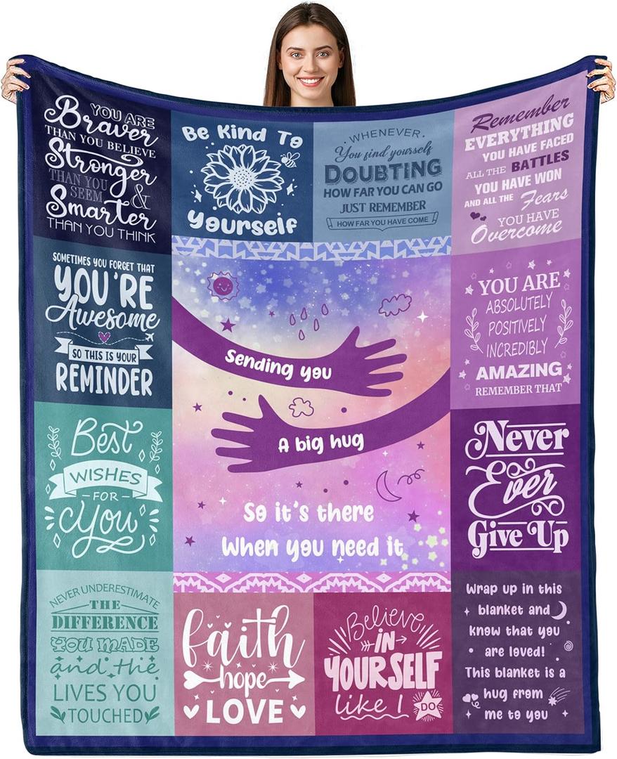 Get Well Gifts for Women, Inspirational Gifts Blanket 60"x50", Hug/Healing Blanket for Women, After Surgery Gifts, Sympathy Gift for Friend Sister, Feel Better Gift, Soft Comfort Throw Blanket