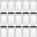 novelinks 16 oz Clear Plastic Jars with Lids, Refillable 16oz Mason Jars with Lids & Storage Containers for Kitchen & Household Use (15 Pack,Black)