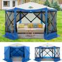 COBIZI 12x12 FT Pop Up Canopy Shelter Tent, Large Gazebos On Clearance with Sidewalls, Screened in Gazebo, Screen Tents Portable carpas para Patio for Outdoor Camping, Backyard, Garden, Beach, Blue