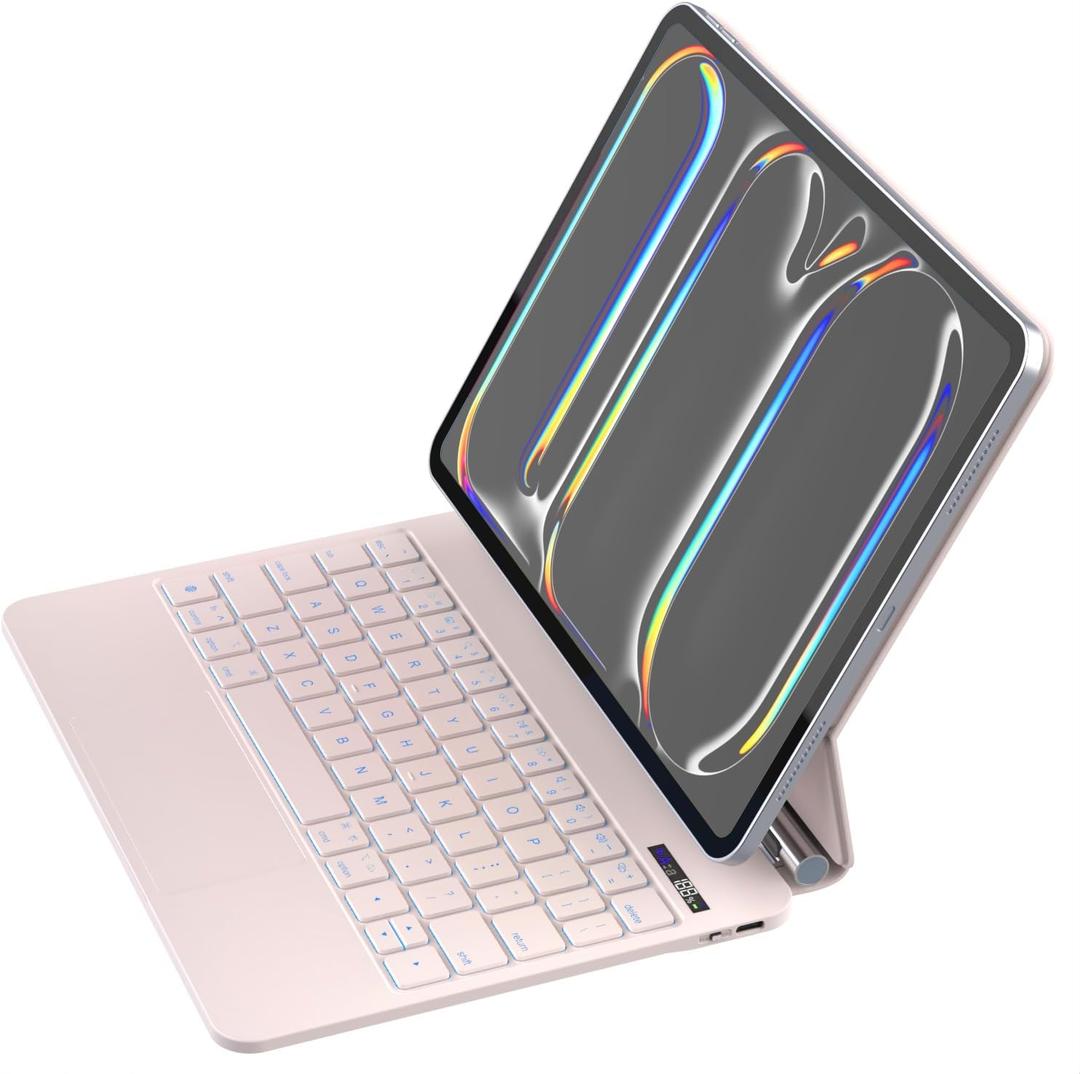 ZENLU iPad Pro 11 M4 2024 Case with Keyboard Pink, Magic-Style Keyboard, Multi-Touch Trackpad, Floating Cantilever Stand, Smart Backlit Keyboard Case for 11" iPad Pro 5th Gen