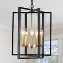 Black and Gold Modern Farmhouse Chandeliers for Dining Room, 5-Light Pendant Light Fixture Adjustable Industrical Entryway Light Fixture Hanging Chandelier for Kitchen Island Entryway Hallway Foyer
