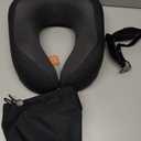 MLVOC Travel Pillow 100% Pure Memory Foam Neck Pillow, Comfortable & Breathable Cover, Machine Washable, Airplane Travel Kit with 3D Contoured Eye Masks, Earplugs, and Luxury Bag, Standard (Black)