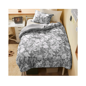 Joiedomi Twin Comforter Set Grey, 2 Pieces Floral Twin Bedding Set with 1 Soft Reversible Botanical Flower Comforter and 1 Pillow Sham, Bed in a Bag for All Seasons