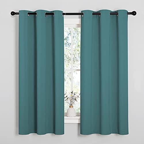 NICETOWN Thermal Insulated Solid Grommet Blackout Curtains/Drapes/Panels for Dining Room (Sea Teal, 1 Pair, 42 by 63-Inch)