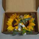 Artificial Sunflower Boutonniere,Bride Groom Bridesmaid Wedding Flower Corsage Set,Formal Party and Vintage Wedding.(1 Sunflower Boutonniere & 1 Sunflower Wrist Corsage)