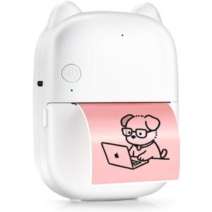 AI Voice Sticker Printer, Portable Voice Controlled Mini Printer, Inkless Thermal Sticker Maker for Home Office Study Notes & Label DIY (1 Roll Sticker Paper Included)