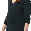 Amazon Essentials Women's Maternity Nursing Slim-Fit Henley Shirt (Black, L)