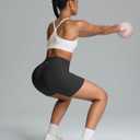 Sogetdo Workout Biker Shorts Women Scrunch Butt 4.5" (Black, L)