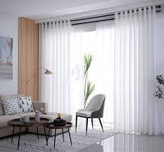 2pcs Semi Sheer Window Gauze Curtains for Dining Room Long Room Drapes White