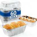 Findful 60 Pack 6"x3.5"x2" Disposable Aluminum Loaf Pans with Chear Lids, 1 lb Mini Foil Loaf Pans & Food Containers,Small Aluminum Tin Foil Baking Pan for Cakes, Bread, Meat, Loaves