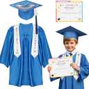 Kindergarten graduation cap and gown with 2026 Tassel, Certificate for Toddler Children (27"-33") (Blue, M)