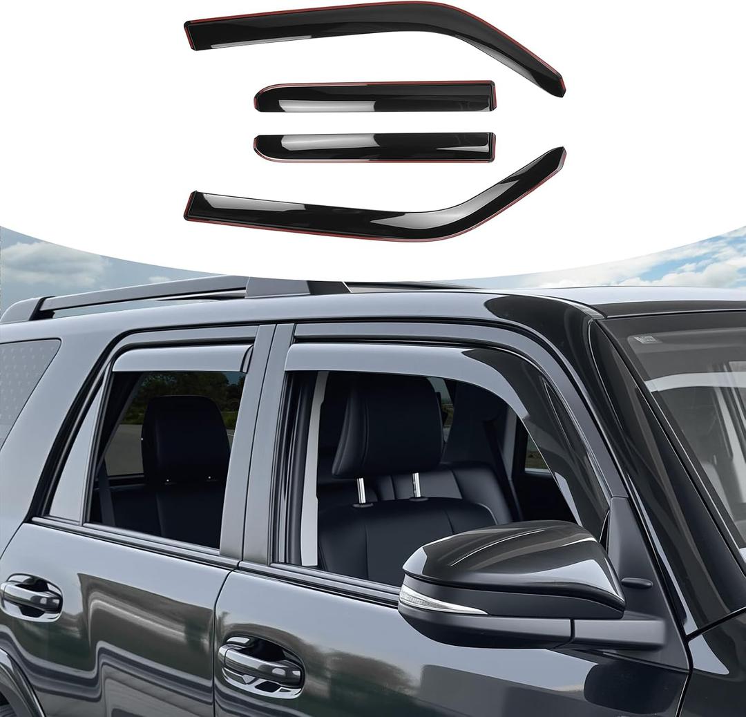 Window Visors Rain Guards for 2025 2026 Toyota 4Runner, Durable Side Window Vent Deflectors Wind Shades for 4 Runner Accessories Black 4 Pcs(Upgrade in-Channel)