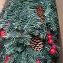 2 Pack 24 Inch Pre-Lit Christmas Trees Outdoor, Artificial 70 LED Lights, Red Berries, Pine Cones, Battery Operated, Entrances Decor