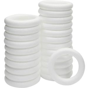 Bright Creations White Foam Ring Circles for Crafts, Wreath Forms (4.6 Inches, 24 Pack Foam Rings)