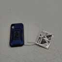 DEERLAMN Case for iPhone 15 with Slide Camera Cover + Screen Protector (2 Packs), Rotated Ring Kickstand Military Grade Shockproof Protective Cover-Navy Blue