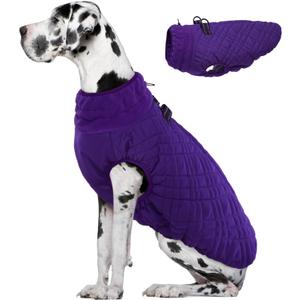 Kuoser Dog Coat, Winter Jackets for Large Dogs, Dog Winter Coat for Cold Weather, Pet Snow Jacket Warm Apparel Clothes for Great Dane, Purple XXXL (XXXL (Chest Girth: 43.3''))