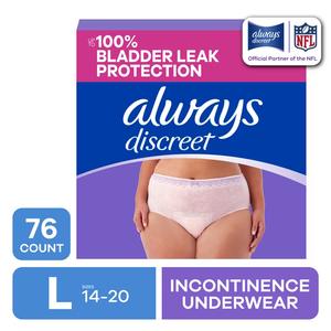 Always Discreet Adult Incontinence Underwear for Women and Postpartum Underwear, L, 76 Count