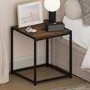 Furinno CAMNUS Night Stand, Metal Frame Nightstand, Toolless Side Table, End Table, Bedside Table, for Living Room, Bedroom, Columbia Walnut, 1-Tier