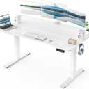 Veken 55 x 28 Inch Electric Standing Desk with Adjustable Height, Sit to Stand Computer Table for Study, Work or Gaming, Home Office Desk White