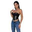 Lmdudan Women's Satin Corset Top Sexy Backless Strapless Bustier Boned Bodyshaper Plus Size Gothic Steampunk Party Crop Tops, Size M
