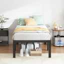 QEROMY Twin Bed Frame - 18 in Sturdy Platform Bed Frame Twin Size, Heavy Duty Metal Bed Frame No Box Spring Needed, Quick & Easy Assembly, No Noise, Black