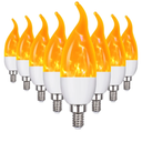 E12 Flame Bulbs 8 Packs, 3 Mode LED Candelabra Flame Light Bulb 2.0 Watt Warm White Chandelier Flame Bulbs,1800k Candle Light Bulbs, Flame Tip for Christmas Party Decorations