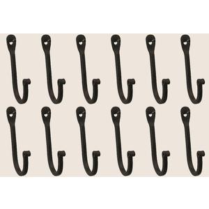 Colonial Tin Works Vintage Hand Forged Iron Classic Early American Plain Hook Black (Set of 12)