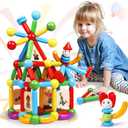 MAGBLOCK 136PCS Magnetic Sticks Toy Building Blocks Capable of Interconnection Magnet Tiles Balls Construction STEM Educational Learning Toys for 3+ Year Old Boys & Girls - Ideal Children's Gift Set