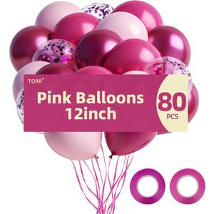 2 x 80pcs Pink Balloons, 12 inch Birthday Balloons, Party Balloons, Birthday Decorations, Helium Balloons for Bridal Shower Wedding Party Decorations