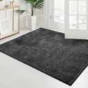 PURRUGS Easy Care Area Rug 4ft x 6ft, Non-Slip Machine Washable Entryway Rug, Dog Door Mat, Stain Resistant Accent Rug for Hallway, Living Room, Bedroom and Mudroom, Charcoal, 48" x 72"