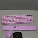 Wireless Keyboard and Mouse Combo-Round Keycaps, Full-Size Retro Typewriter Keyboard with Detachable Wrist Rest, Sleep Mode & Tilt Legs, 2.4GHz Cordless Connection for Mac/Windows/PC (Lavender Purple)