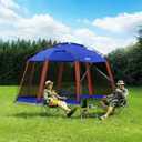 CAMPROS CP Screen House 13 x 13 Ft Screened Mesh Net Wall Canopy Tent Screen Shelter Gazebos for Patios Outdoor Camping Activities - Blue