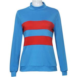 Game Undertale Frisk Chara Cosplay Costume Halloween Carnival Costume Outfit Full Set for Girls Women (X-Large, Blue Top)