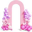 Peomeise 7.2FT Spandex Open Arch Backdrop CoverU-Shaped 2-Sided Backdrop Cover Round Top Chiara Stand Cover for Birthday Party Wedding Ceremony Baby Shower Decoration Pink