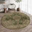 HUGEAR Round Rug 5ft Entryway Rugs Machine Washable Retro Green Hallway Area Rug 5x5 Small Circle Accent Rug Floral Low Pile Carpet Soft Throw Rug Living Room Office Laundry Room Entrance Non Slip