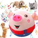 Interactive Dog Toys,Active Moving Pet Plush Toy with Recording and Music Modes, Jumping Squeaky Song shaking Interactive Dog Ball,Rechargeable Dog Toys to Keep Them Busy, Plush Pet Toy(Smile Red Pig)