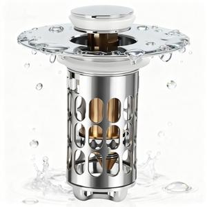 Bathroom Sink Drain Strainer, Universal 3 in 1 Bathroom Sink Stopper, Pop Up Bathroom Sink Drain Stopper with Removable Bathroom Sink Stopper Hair Catcher Basket, for 1.1 to 2.36''Hole