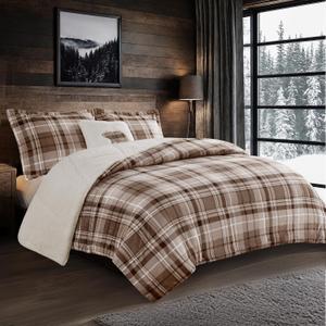 Woolrich Reversible Comforter Set Ultra Soft Plush to Sherpa, Down Alternative, Cold Weather Winter Warm Bedding, with Matching Sham, Decorative Pillow Tan Plaid Full/Queen 4 Piece Woolrich Reversible Comforter Set Ultra Soft Plush to Sherpa, Down Alternative, Cold Weather Winter Warm Bedding, with Matching Sham, Decorative Pillow Tan Plaid Full/Queen 4 Piece