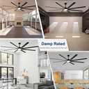 Large Ceiling Fan with Light: 100 Inch Outdoor Fan - Industrial Ceiling Fan with Remote for Shop Garage Patio Black