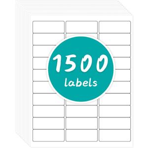 2 x CATIFLIN 1" x 2-5/8" Address Labels 1500 White Stickers, 30 Per Sheet, 50 Sheets Printable Paper for Laser Inkjet Printers, Adhesive Mailing Shipping Return Barcode Label