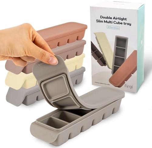 Firgi Silicone Freezer Trays with Lid,1oz 6 Section 3Sets - Leak Proof Silicone Freezer molds for Homemade Baby Food Breastmilk, Purees, Vegetables, Baby Food Jars Ice Tray with Lid BPA Free Mix