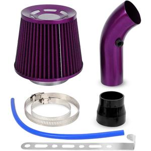 BARTOO 3'' Cold Air Intake Kit Aluminum Automotive Cold Air Intake Pipe Filter Induction Flow Hose Pipe Kit, Purple