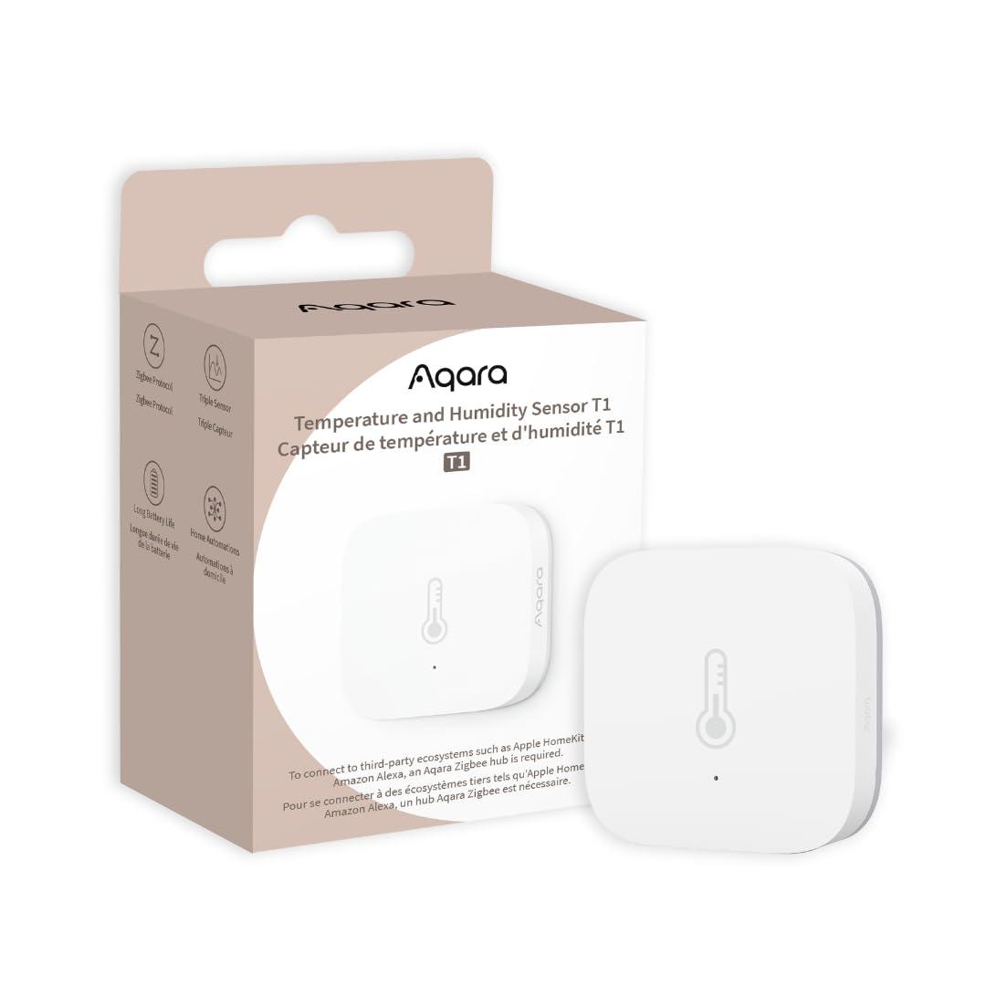 Aqara Temperature and Humidity Sensor T1, Wireless Thermometer Hygrometer for Home Automation, Remote Monitoring, Requires Aqara Hub, Zigbee 3.0, Works with Apple HomeKit, Alexa, IFTTT