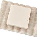 Travertine Soap Dish, Marble Self Draining Soap Holder, Sponge Holder for Bathroom, Sink, Kitchen, Jewelry Ring Dish (Beige)