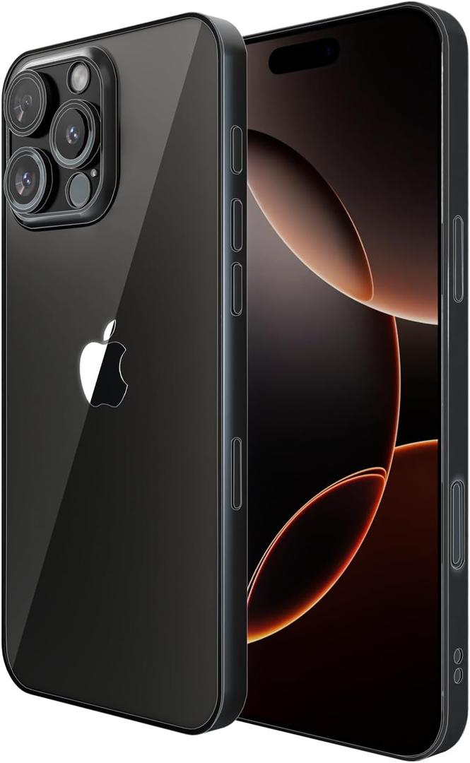 for iPhone 16 Pro Max Case 6.9-Inch 2024 Yellowing-Resistant Shockproof Phone Cover Anti-Scratch with Camera Lens Protector for iPhone 16 Pro Max Phone Transparent Case (Black Border)