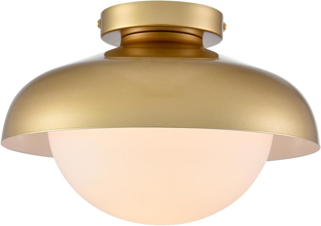 CLAXY Modern Barn Ceiling Light Gold Flush Mount Light Fixture Dual Shades E26 Dimmable Home Lighting for Kitchen Bathroom Bedroom Wall and Ceiling Compatible