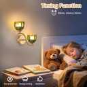 Battery Operated Wall Sconce, 2-Lights Vinatge Brass Wall Lighting with Green Tluip Shade Rechargeable Bulb with Remote for Living Room, Bedroom (1 pack)