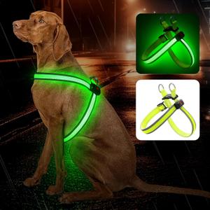 Light Up Dog Harness LED No Pull USB Rechargeable Lighted for Night Walking Adjustable Illuminated and Reflective Vest for Small Medium Large Dogs (Green, S)