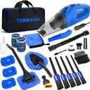THINKWORK Car Cleaning Kit Car Detailing Kit, Car Cleaning Kit Interior Cleaner with High Power Blue Handheld Vacuum Cleaner,Brush Sets,Windshield Cleaner and Storage Bag, Car Accessories, Car Gift Set