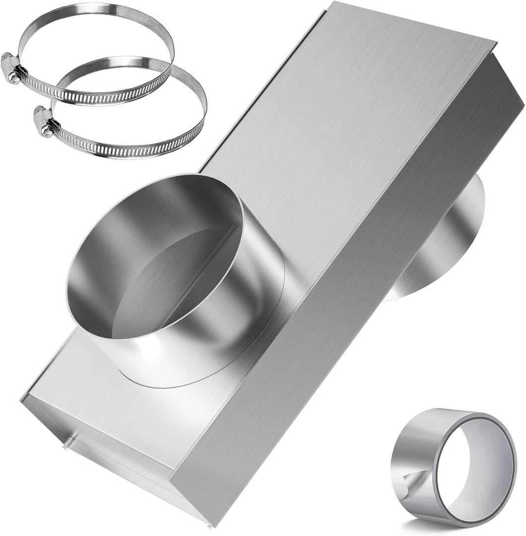 Upgraded Periscope Dryer Vent 84049 0-5" Adjustable Range Aluminum Vent ConnectorKit for Tight Spaces Telescoping Duct Hose Pipe Adapter Space-Saving Replacement Vents with 2 Clamps and Foil Tape